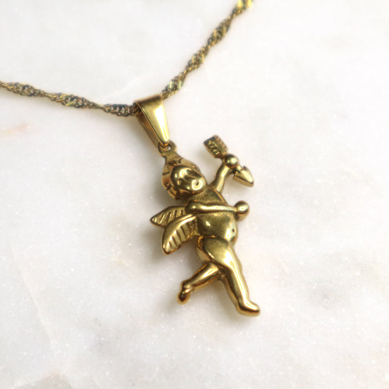 Golden Cherub Necklace - Ximena Rosé Jewelry