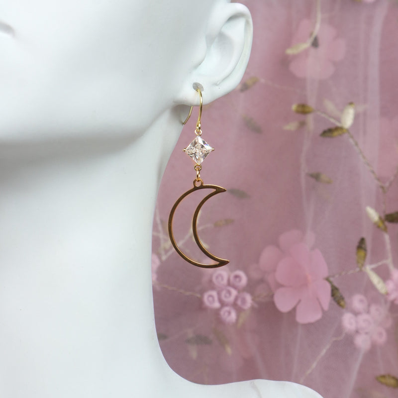 Crescent Moon Zircon Earrings