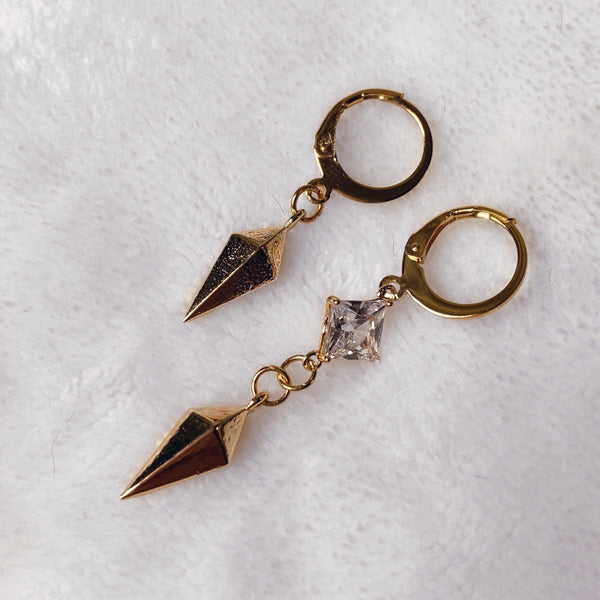 Asymmetrical Zircon Earrings - Ximena Rosé Jewelry