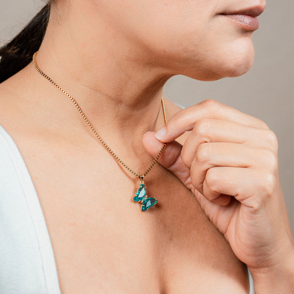 Blue Butterfly Garden Necklace - Ximena Rosé Jewelry