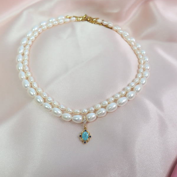 Esther's Aqua Necklace - Ximena Rosé Jewelry