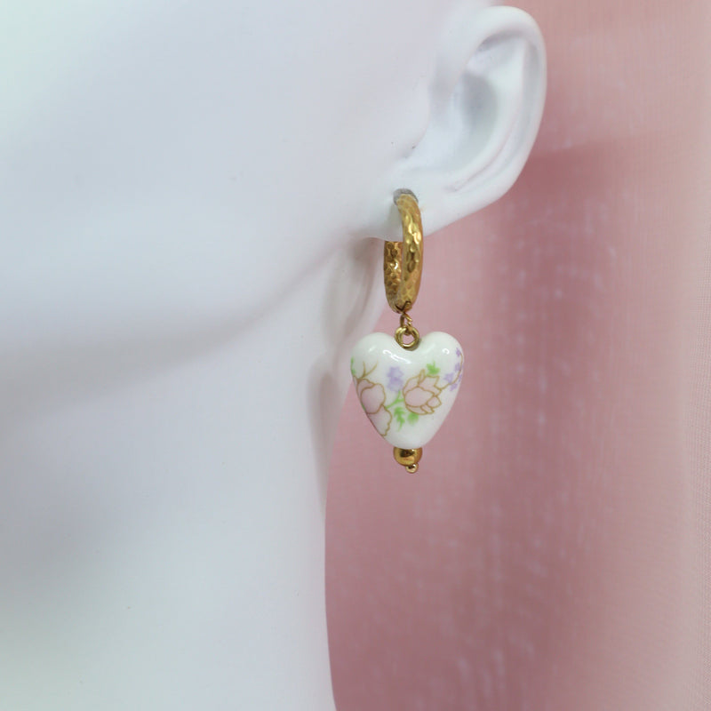 LV Heart Earrings in Pink