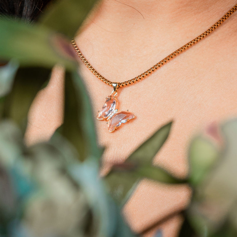 Pink Butterfly Garden Necklace - Ximena Rosé Jewelry