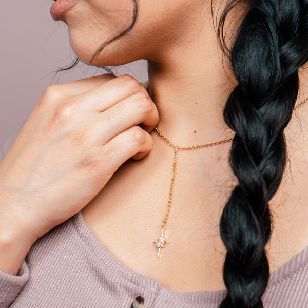 Pink Star Bright Drop Necklace - Ximena Rosé Jewelry