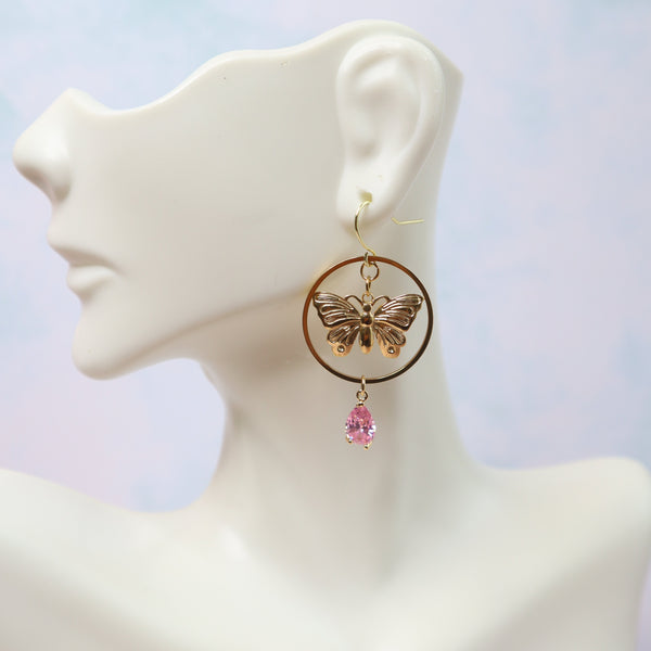 Whimsical Butterfly Dangle Earrings in Gold - Ximena Rosé Jewelry