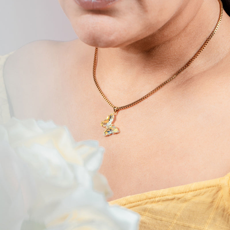 Yellow Butterfly Garden Necklace - Ximena Rosé Jewelry