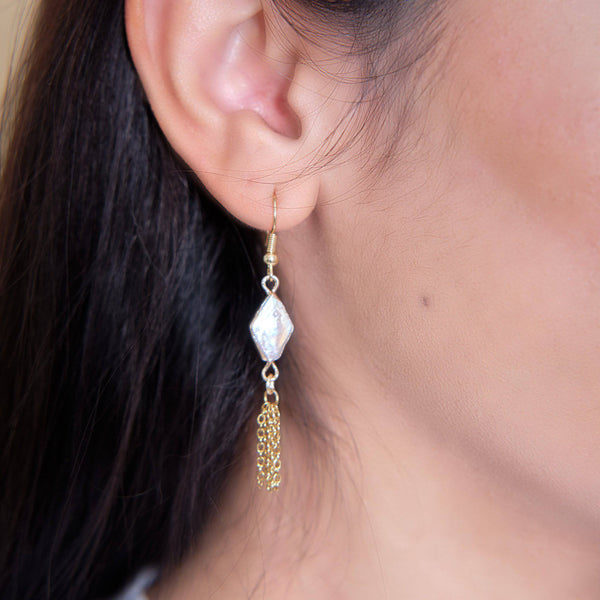Freshwater Pearl Tassel Earring - Ximena Rosé Jewelry
