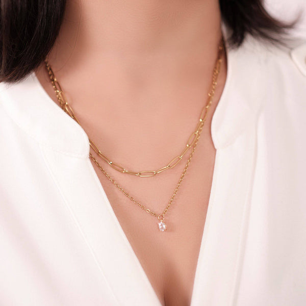 Layered Zircon Necklace - Ximena Rosé Jewelry