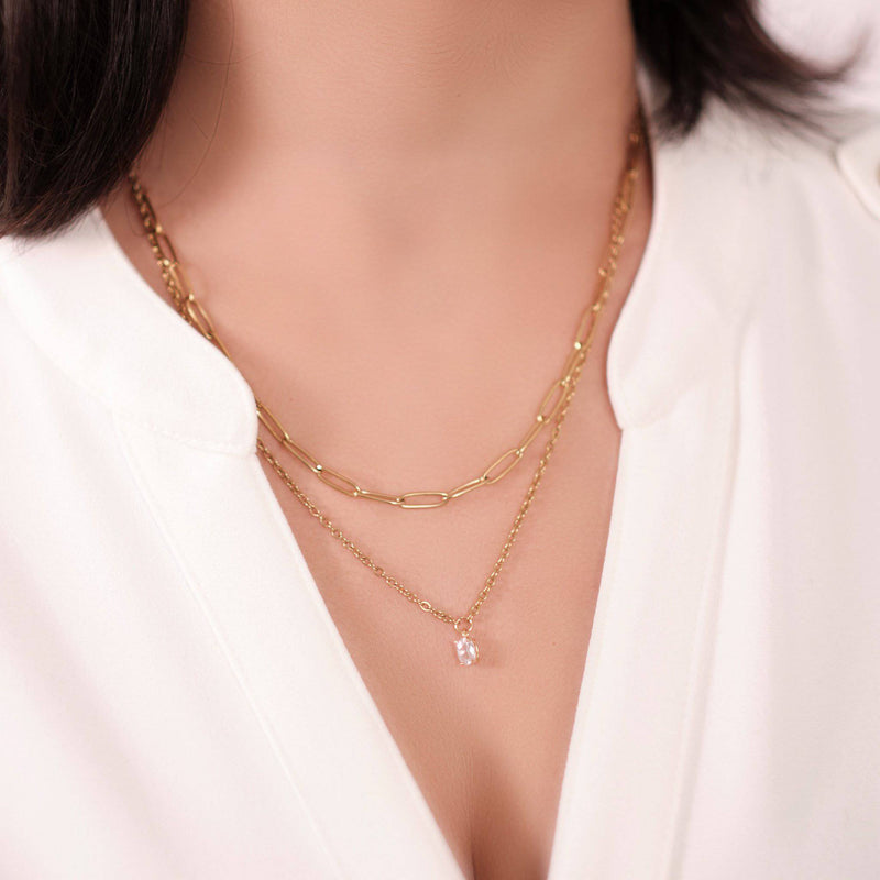 Layered Zircon Necklace - Ximena Rosé Jewelry